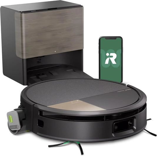 iRobot Roomba Max 705 Combo avec Base Auto-Nettoyante, Rouleau Serpillère PowerSpin, Vidage et Séchage Automatique, Navigation LiDAR, Évite les Objets, Noir