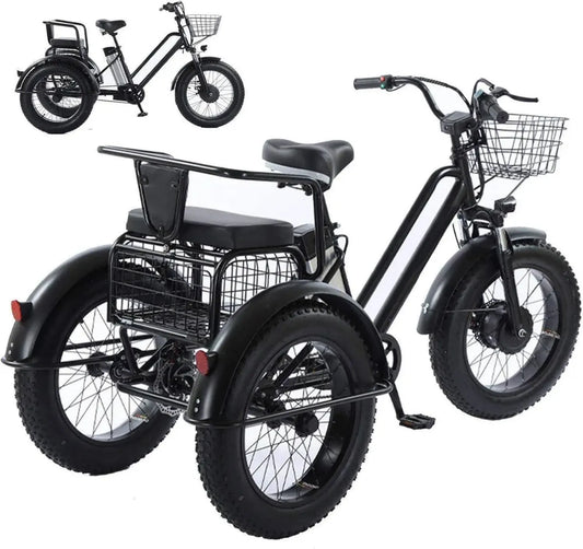 Tricycle électrique cargo 20 pouces, capacité 200 kg, batterie 48V